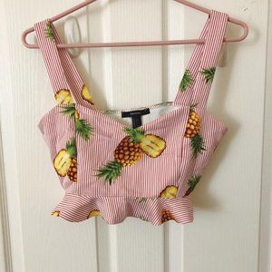 NWT Size Large F21 Cropped Peplum Red and White Tank